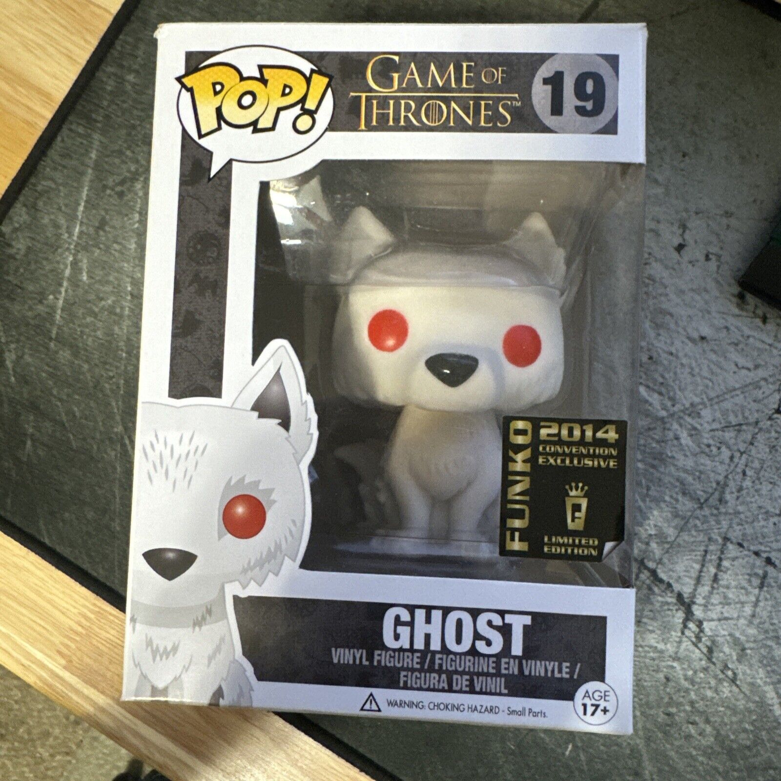 Funko Pop Ghost (Flocked) #19, 2014 Convention Exclusive Game Of Thrones