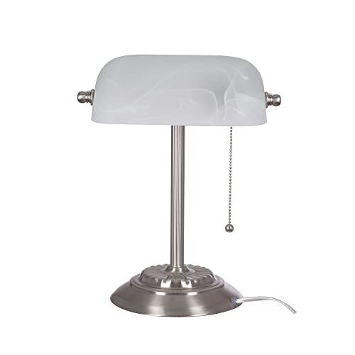 17466016 Traditional Bankers Desk Lamp With Glass Shade 13.5\