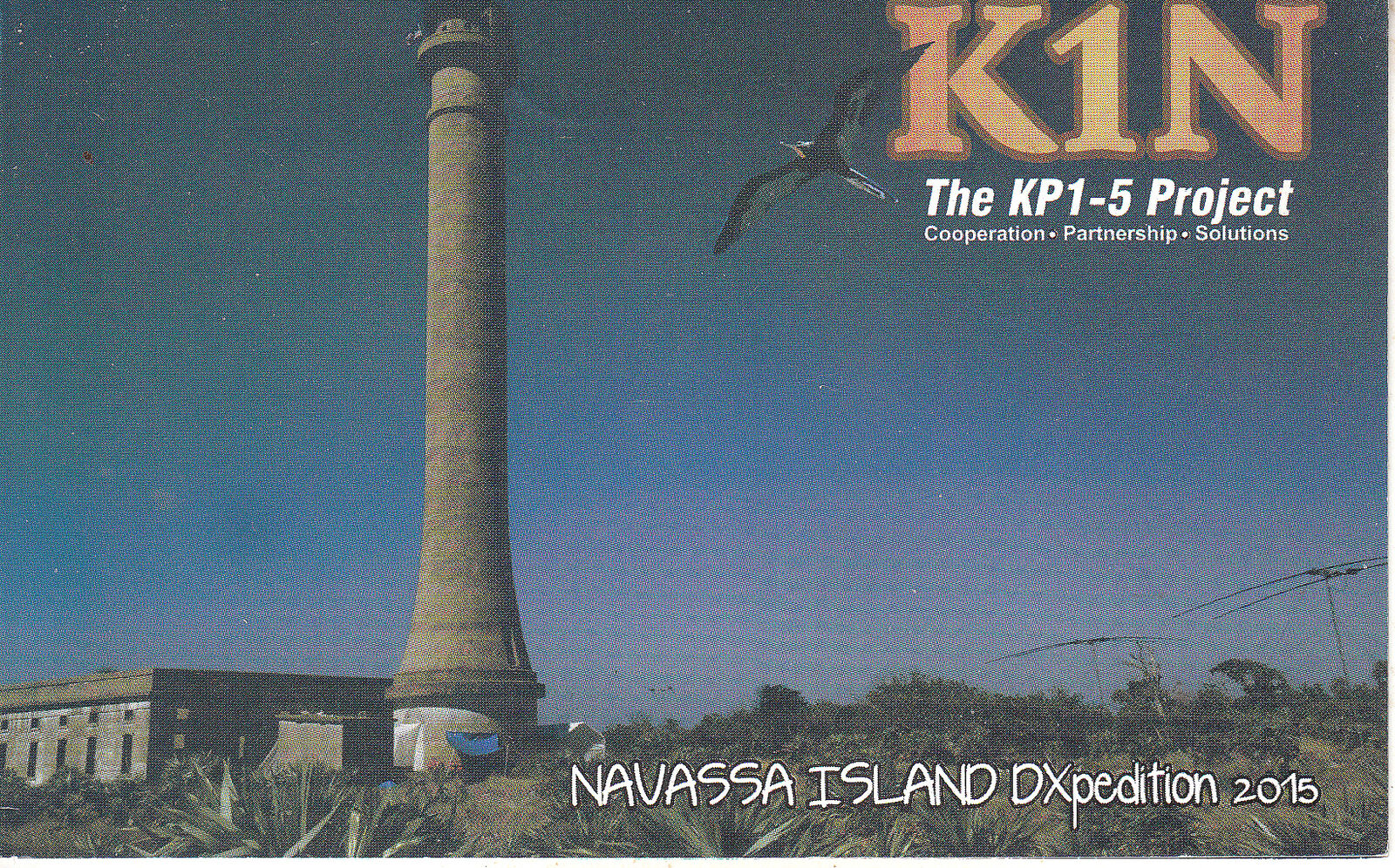 K1N QSL Card-Navassa Island  Lighthouse 2015