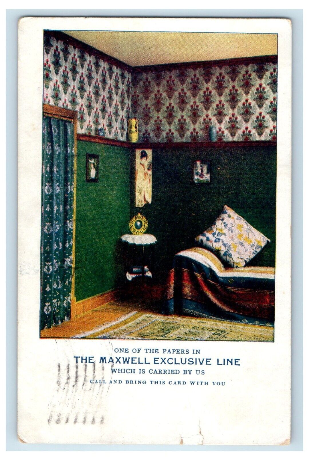 1910 Victorian Wallpaper Advertising C.G. Pier Wausau WI Interior Postcard