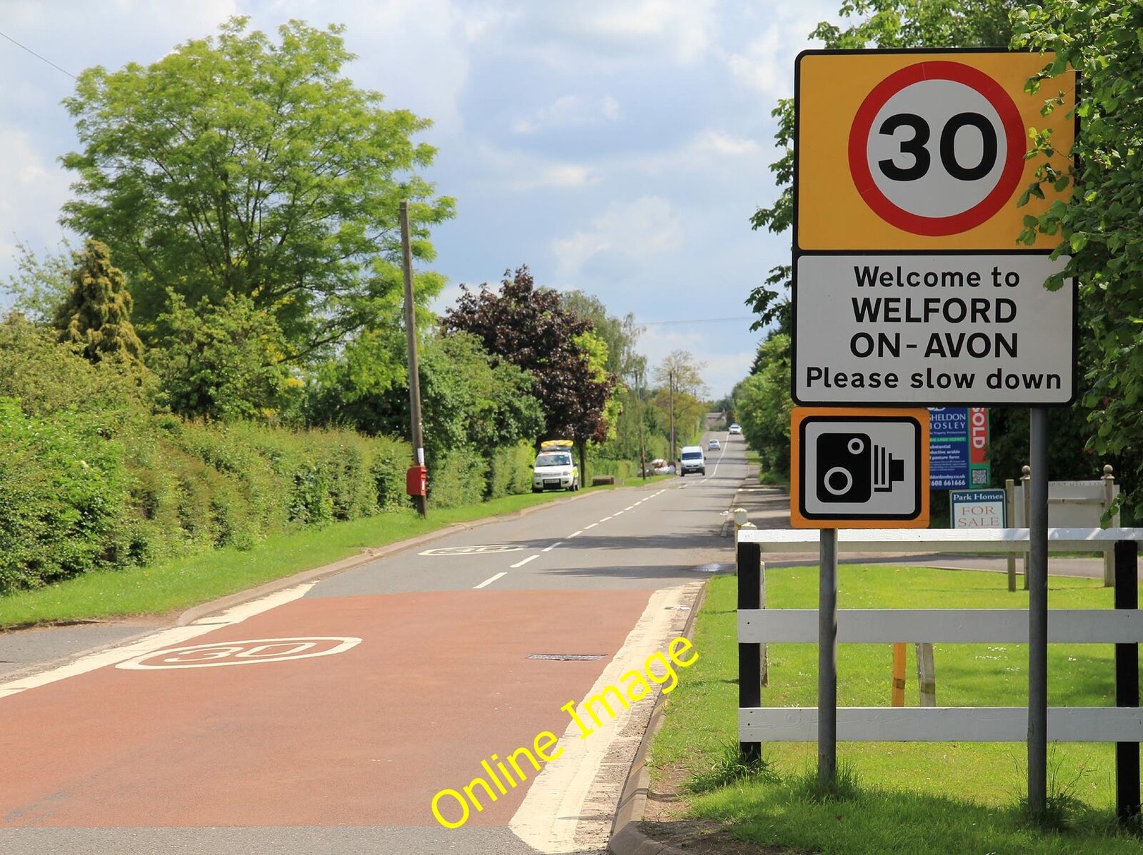Photo 6x4 Welcome to Welford-on-Avon A welcome sign and exhortation to sl c2012