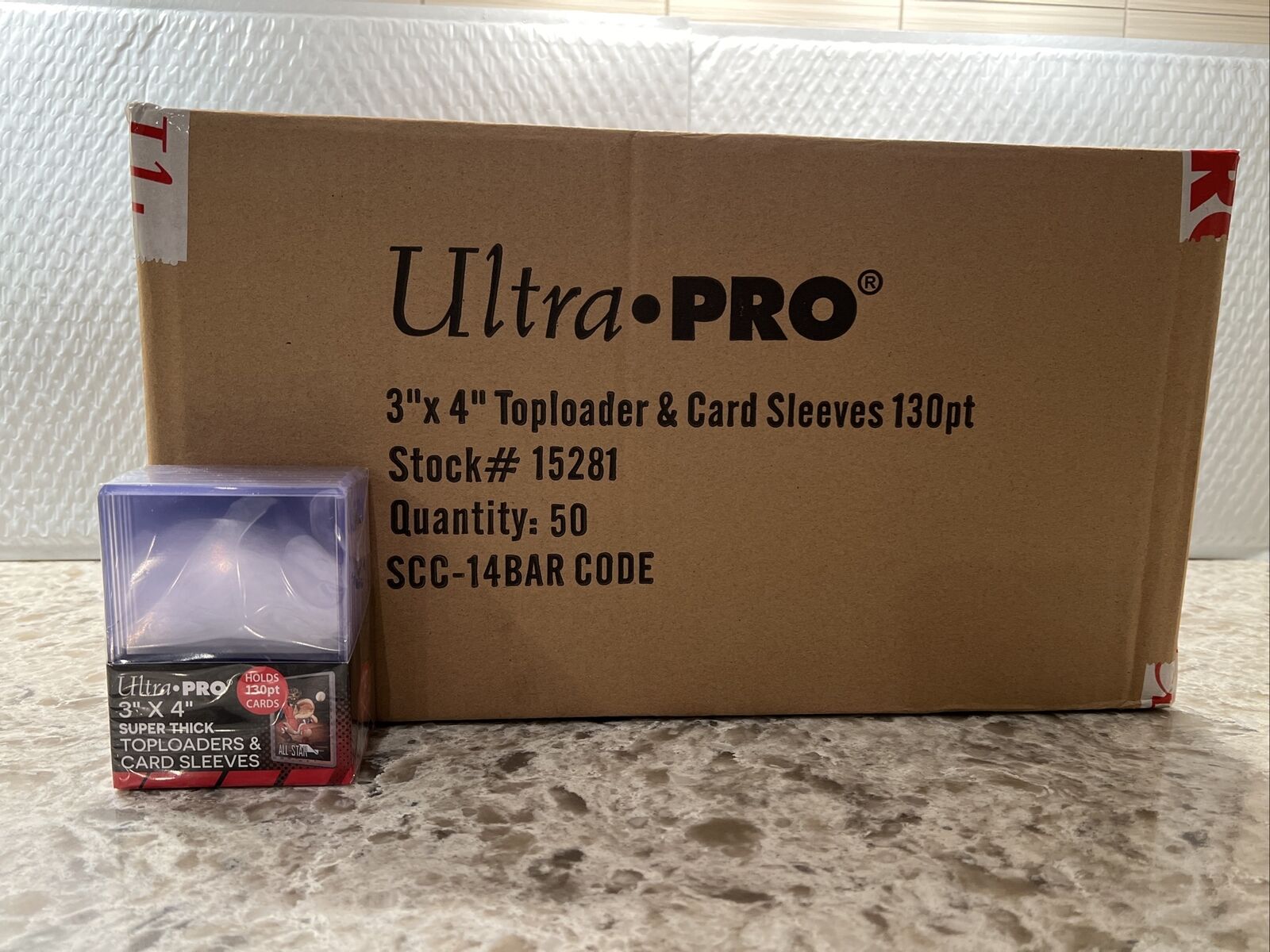 Ultra Pro 3X4 Super Thick Toploaders 130pt 50 Packs of 10 WITH SLEEVES 500 total