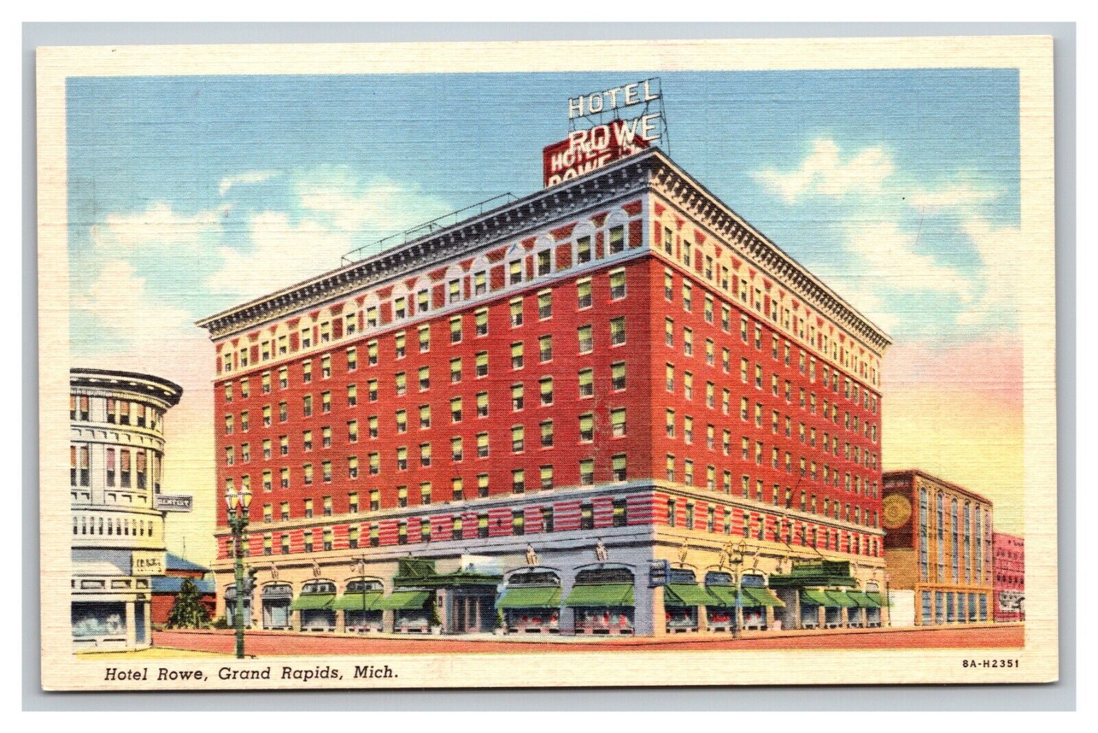 Vintage 1930\'s Advertising Postcard Hotel Rowe Grand Rapids Michigan