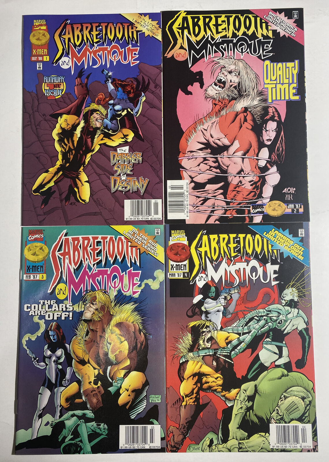Sabretooth and Mystique 1-4 NEWSSTAND Variant Complete Mini-Series NM 1 2 3 4