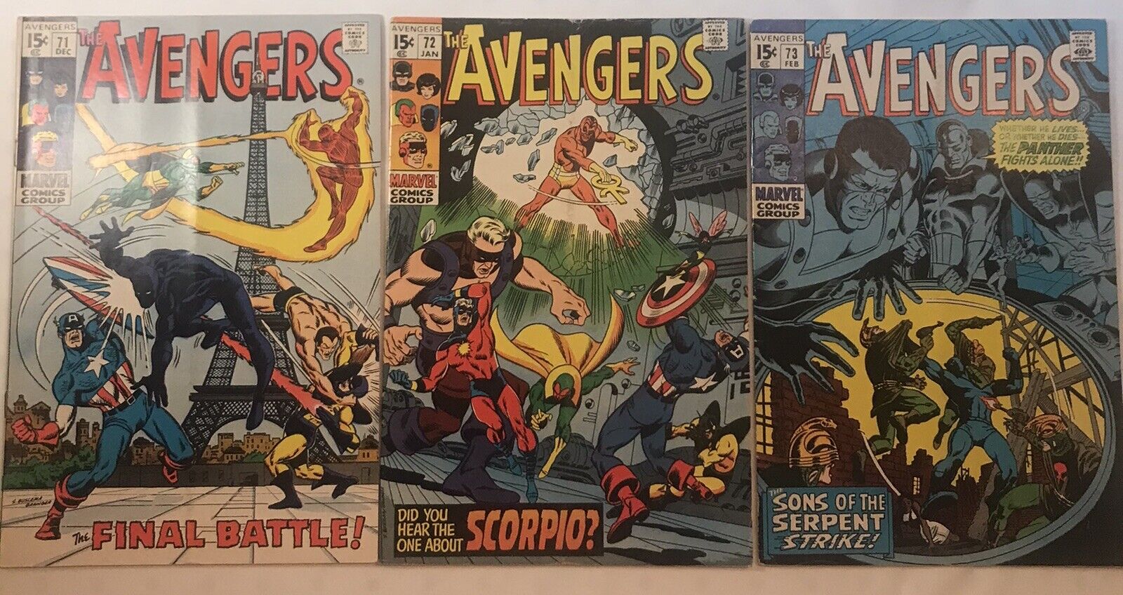 Lot Of 3 Avengers #71 #72 & #73 Silver Age Marvel Comic Books 1966-1968