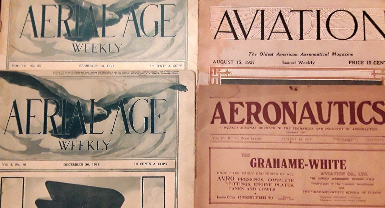 Lot 1910s 1920s AVIATION AERONAUTICS AERIAL AGE Magazines Ford Wright Sopwith