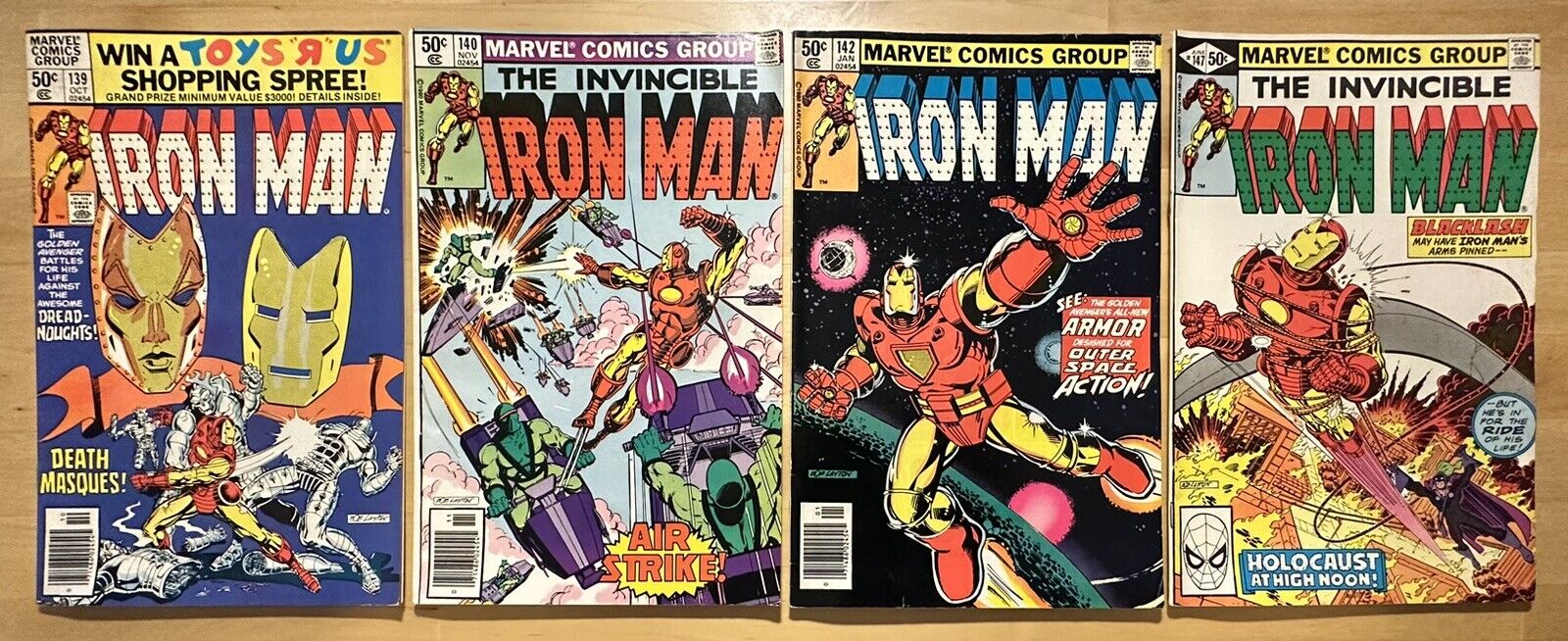 The Invincible Iron Man #139, #140, #142, #147 Marvel Bronze Age Comic Book Lot