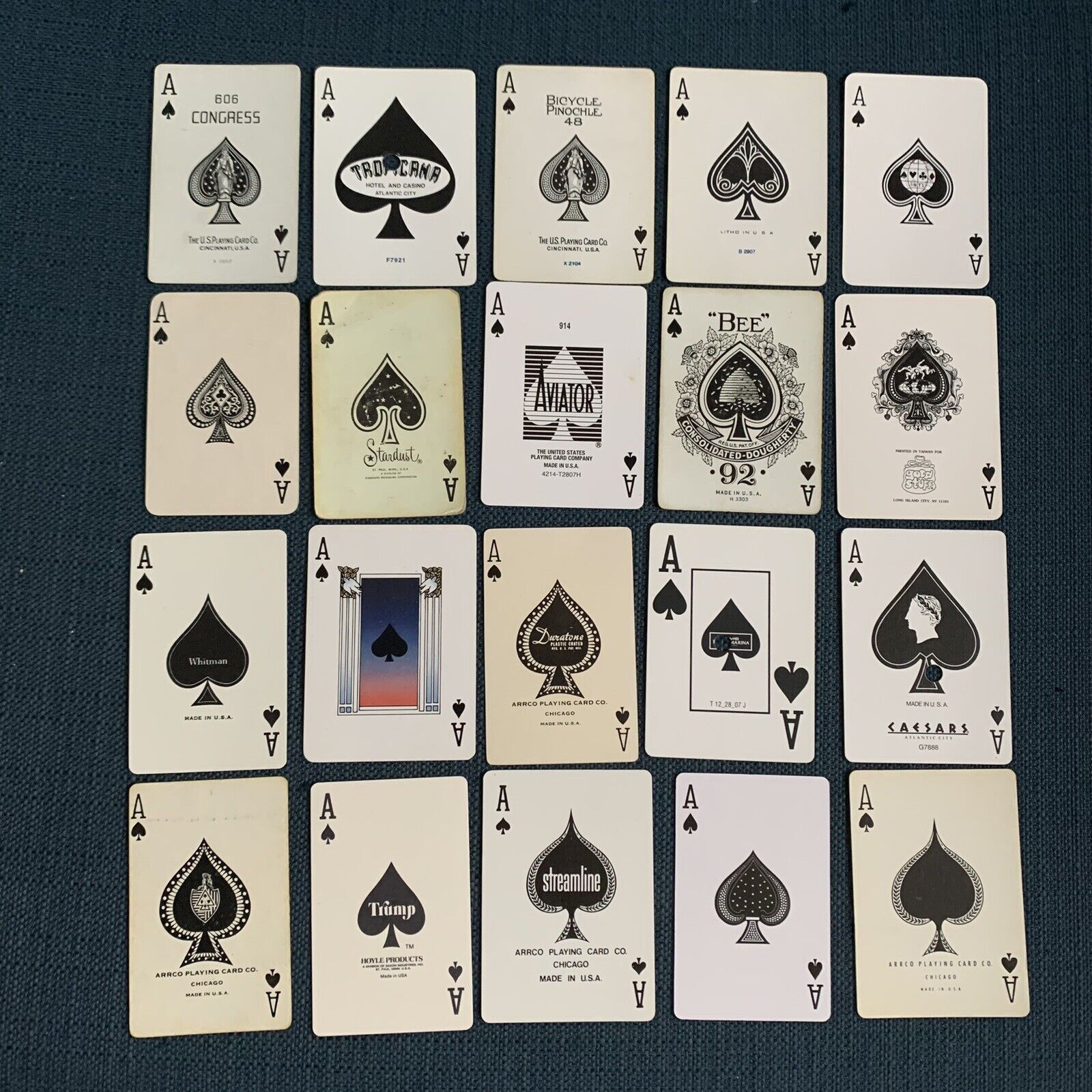 Vintage Single Swap Ace of Spades Playing Cards Unique Lot of 20 - set #3