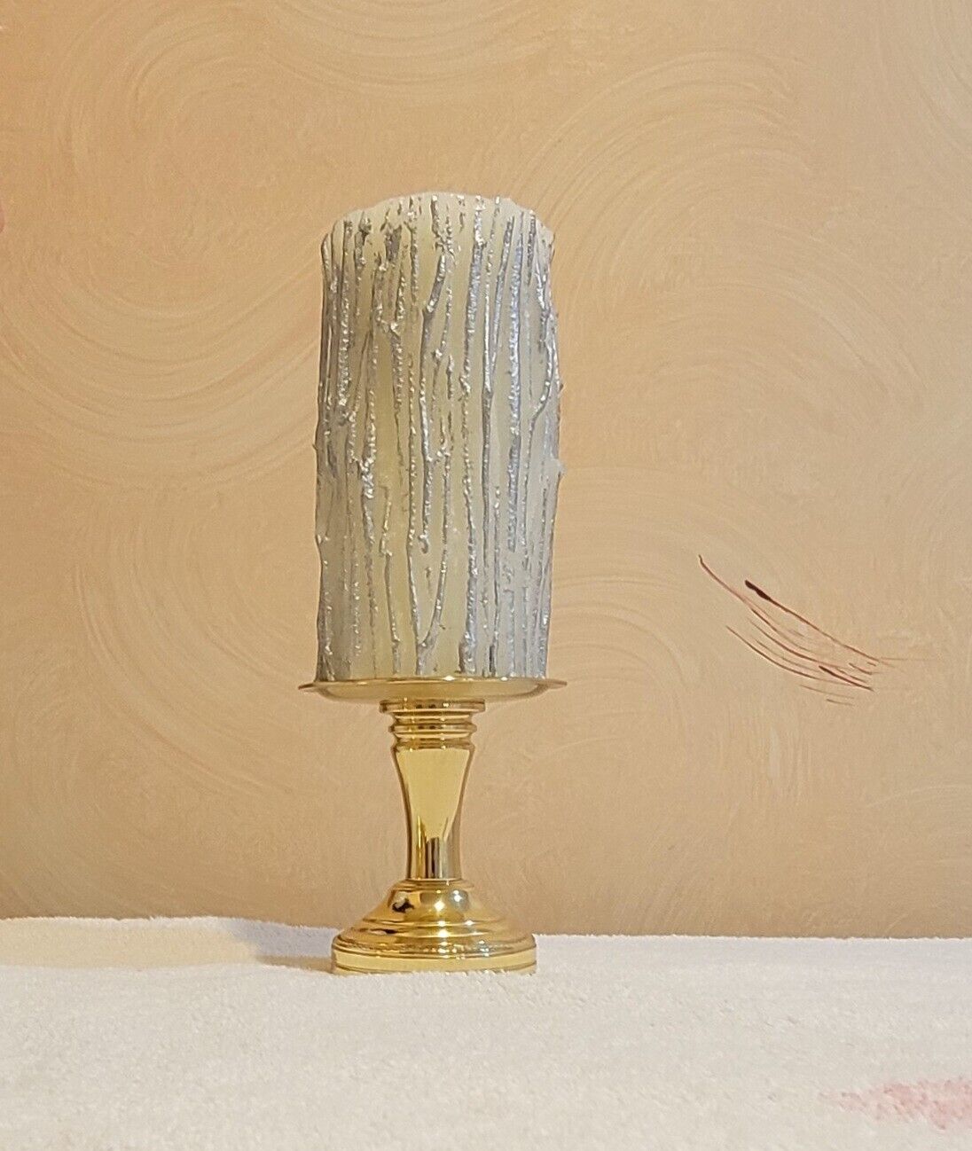 Baldwin Smithsonian Institution Brass Raised Pillar Candleholder & Twig Candle 
