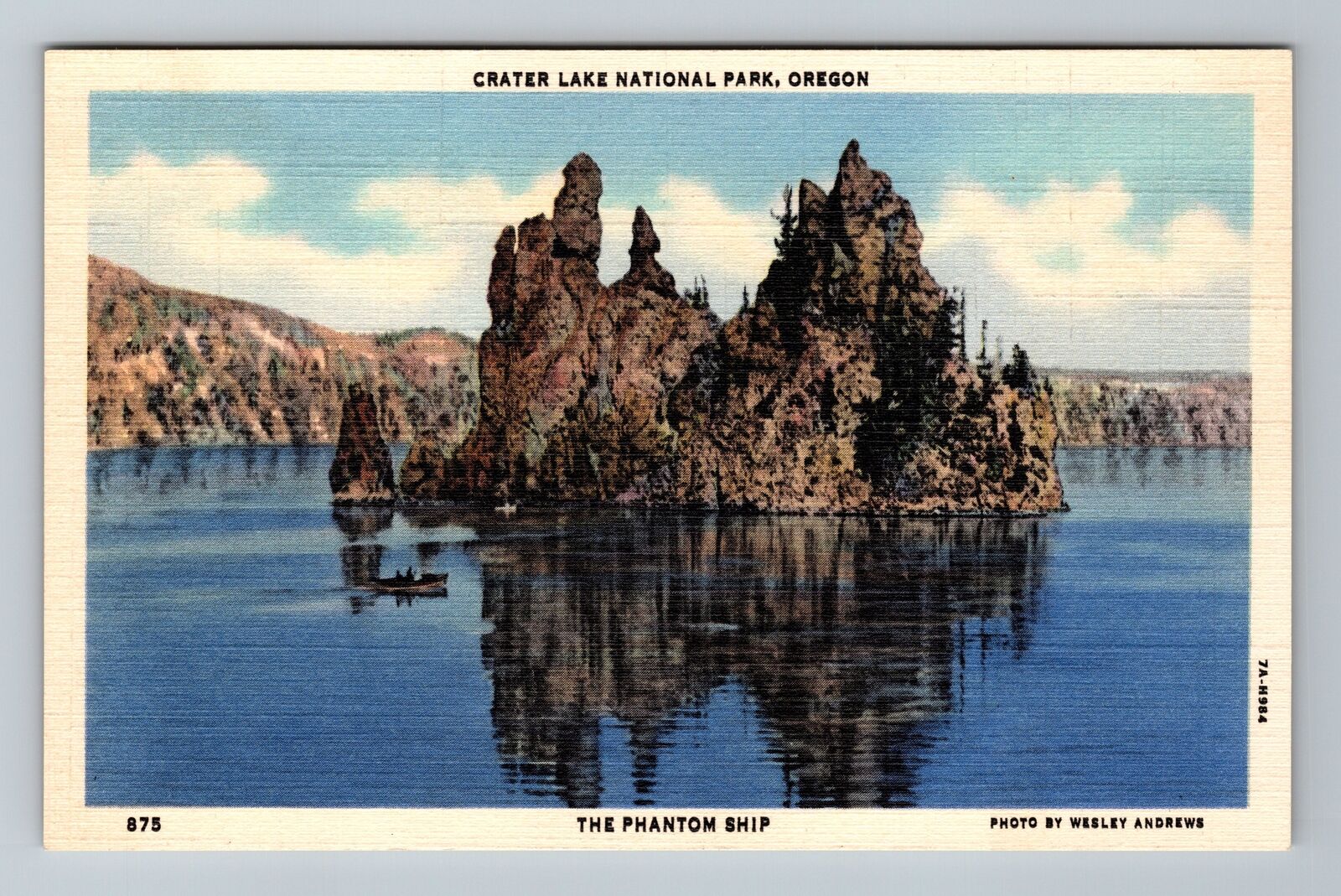 Crater Lake National Park OR-Oregon, Phantom Ship Rock Form, Vintage Postcard