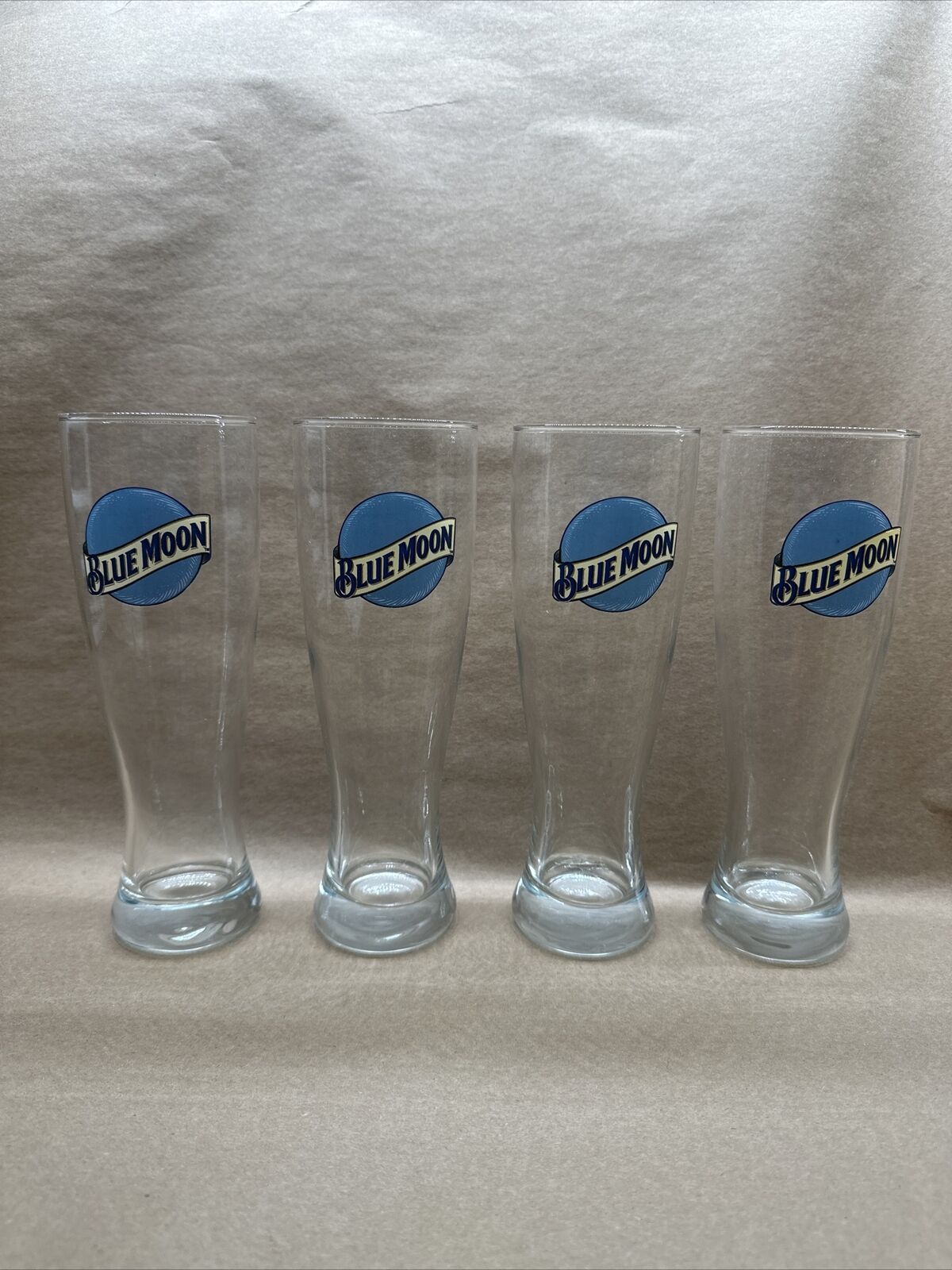 Blue Moon 16 oz Pilsner Beer Glass - Set of Four (4) Glasses - New & 