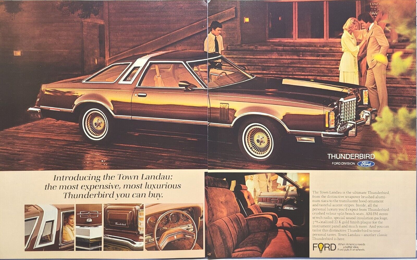 \'77 Ford Thunderbird Town Landau Most Expensive Luxurious Vintage Print Ad 1977