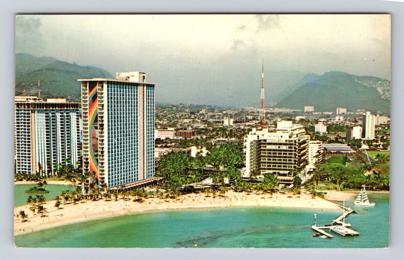 Waikiki Beach HI-Hawaii, Hilton Hawaiian Village, Advertising, Vintage Postcard