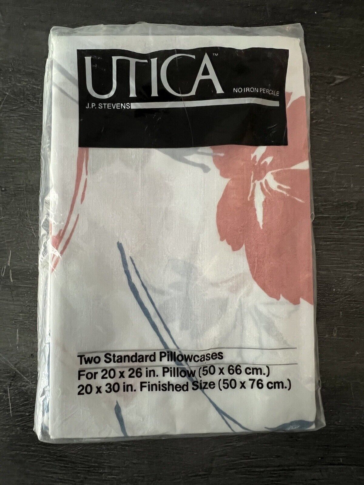 Utica Fine Arts J.P. Stevens Pillowcases No-Iron  Floral USA VTG New
