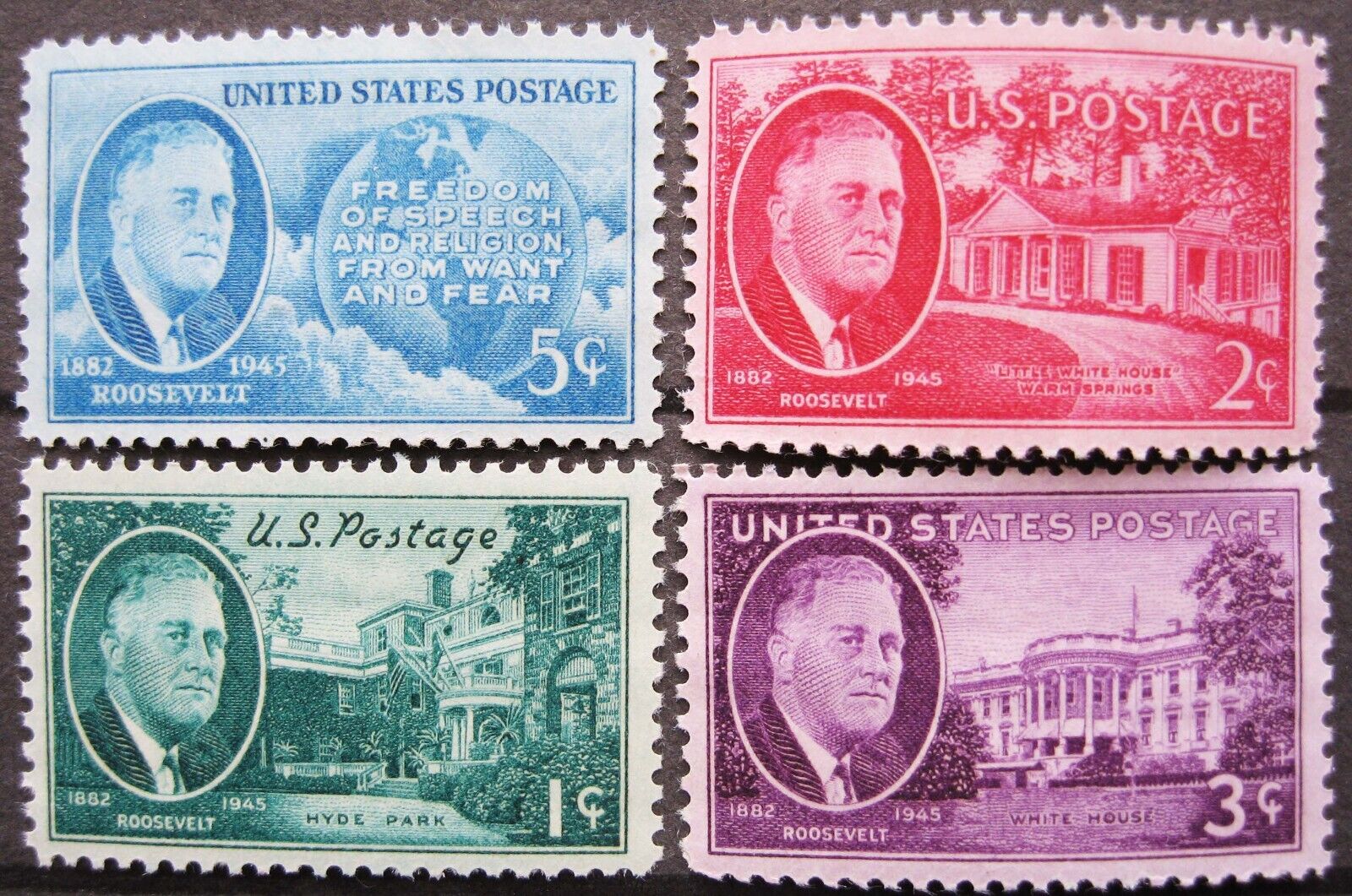 75 YEAR OLD 1945/6 #930-3 WW2 US Stamp FDR Franklin D.Roosevelt 1 Set of 4pc MNH