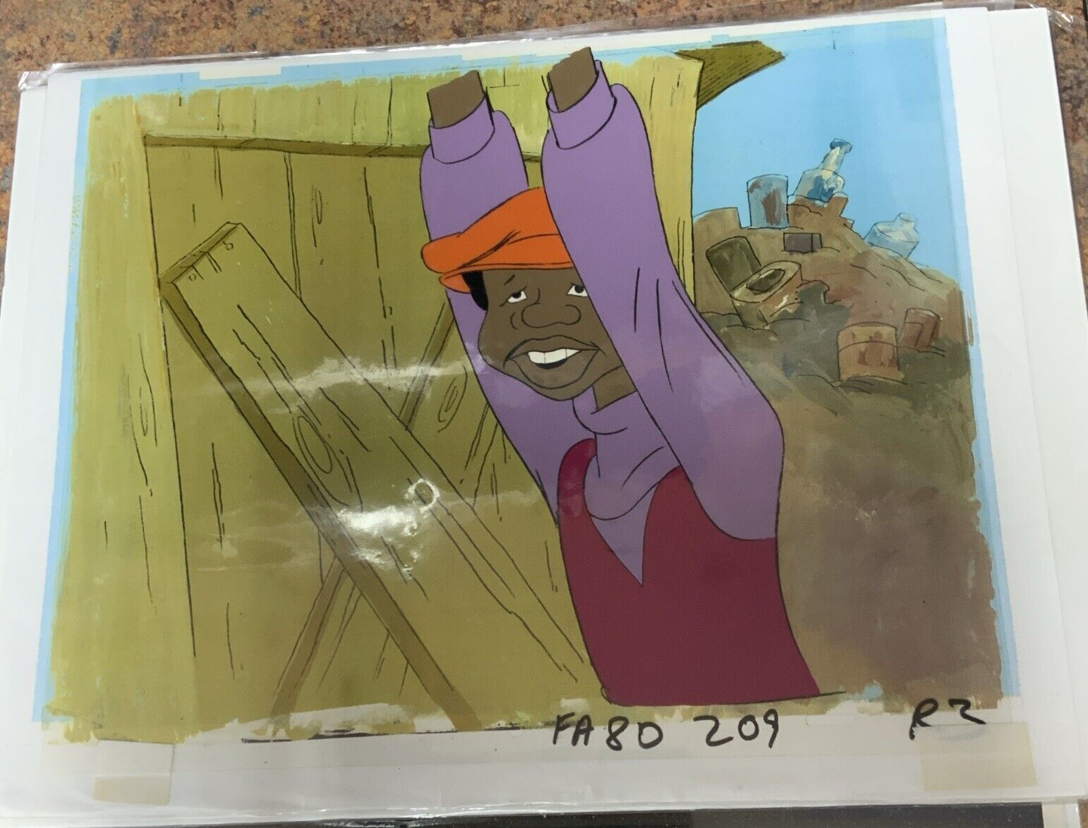 Fat Albert￼ Filmation Animation Hand Painted Cel w/Background