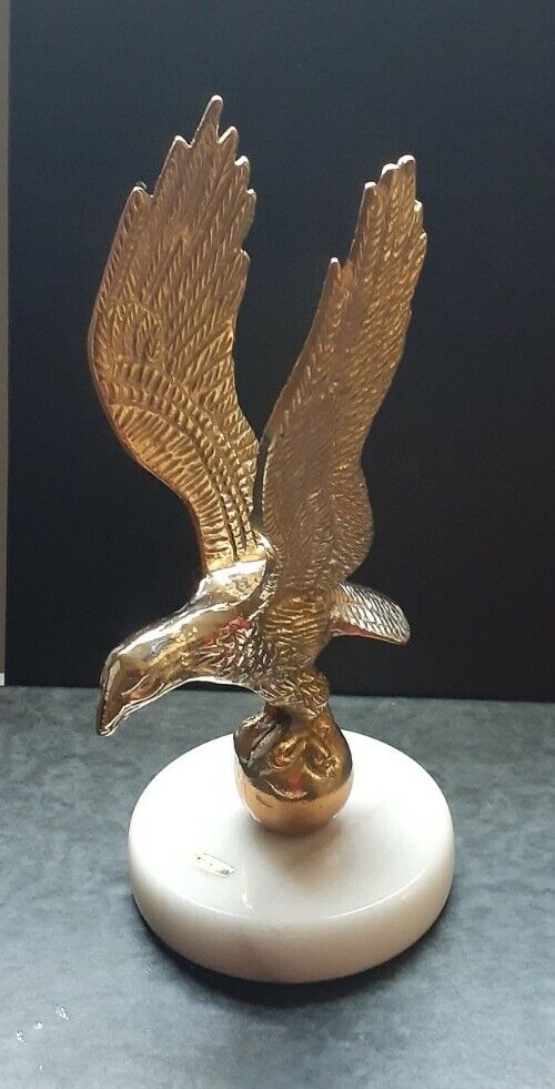 Vintage Brass Eagle With Marble Base