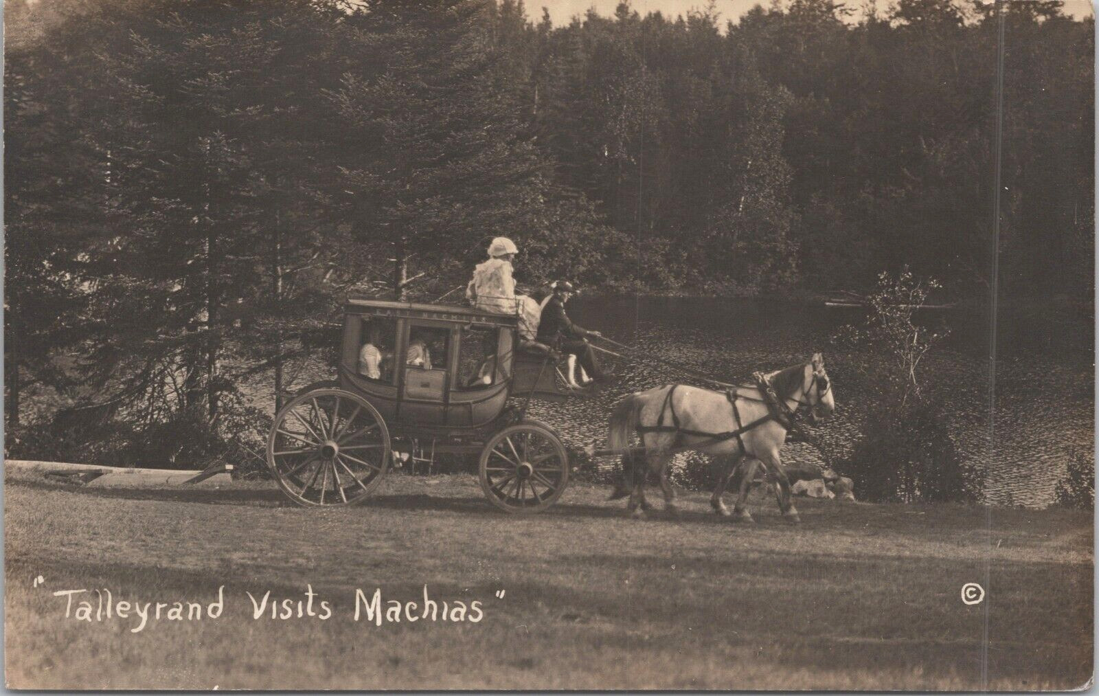Talleyrand Visits Machias Valley Pageant Antique 1913 RPPC Postcard - Unposted