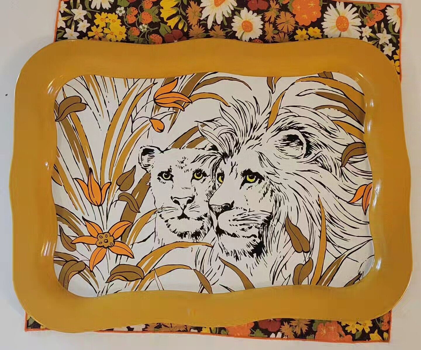Vintage Enamel Lion Tray 