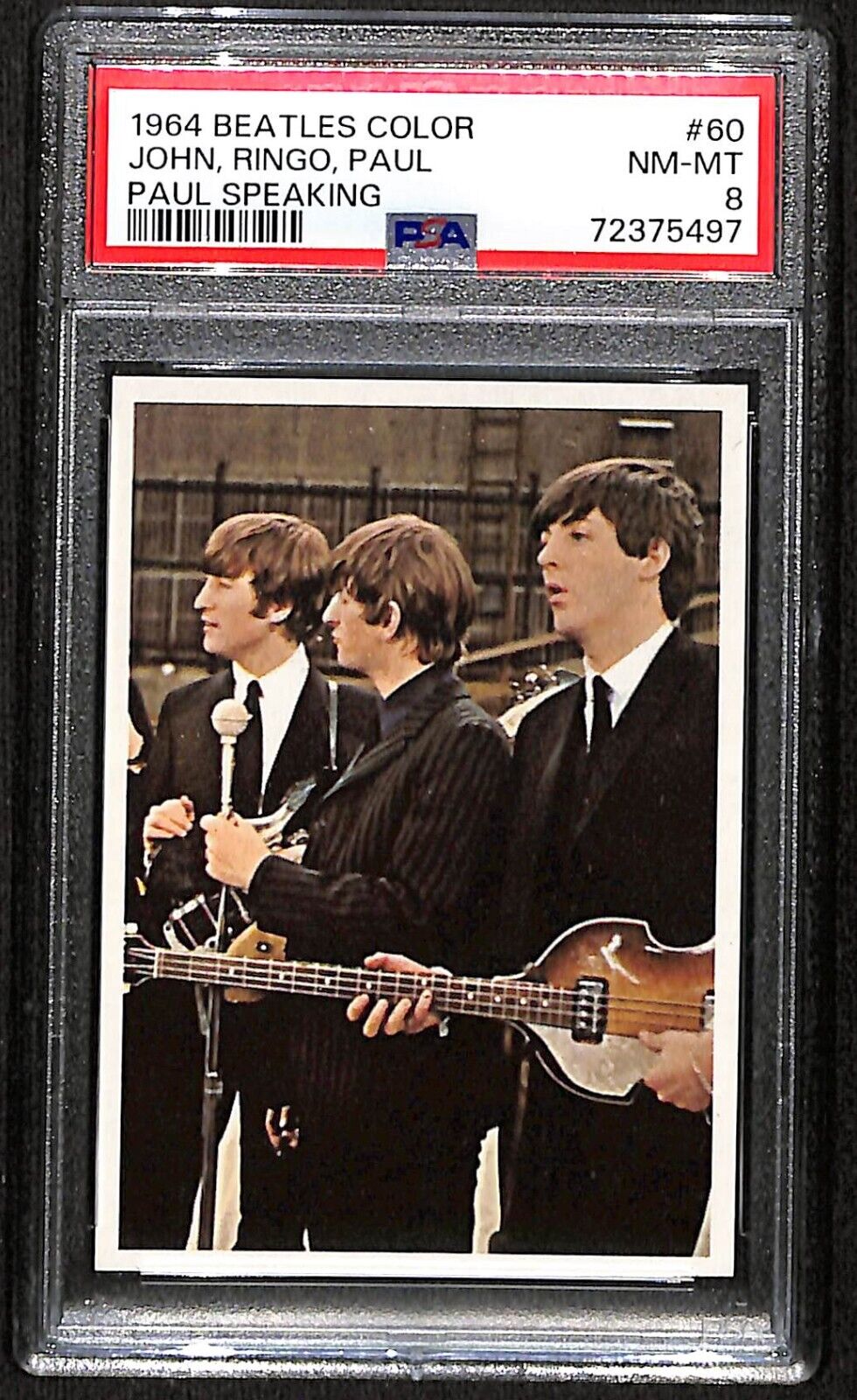 1964 Topps Beatles Color #60 John Ringo Paul Speaking PSA 8 NM-MT 7039
