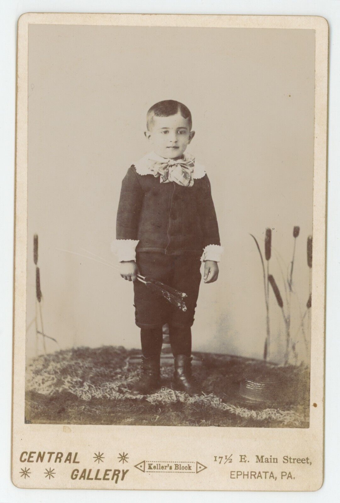 Antique Circa 1880s Cabinet Card Adorable Little Boy in Cute Suit Ephrata, PA