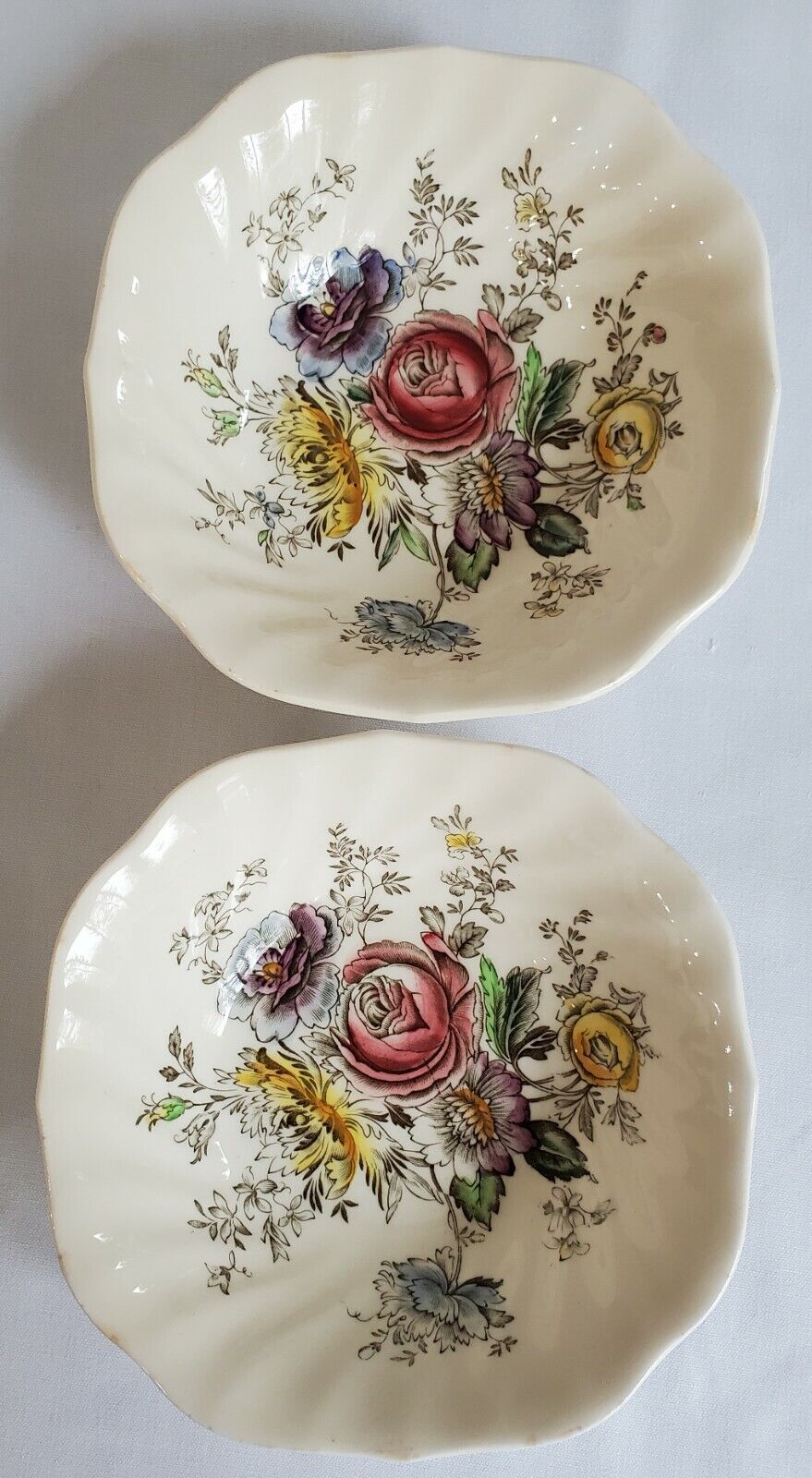 Vintage Johnson Brothers England Sheraton Ironstone Square Cereal Bowls - 2