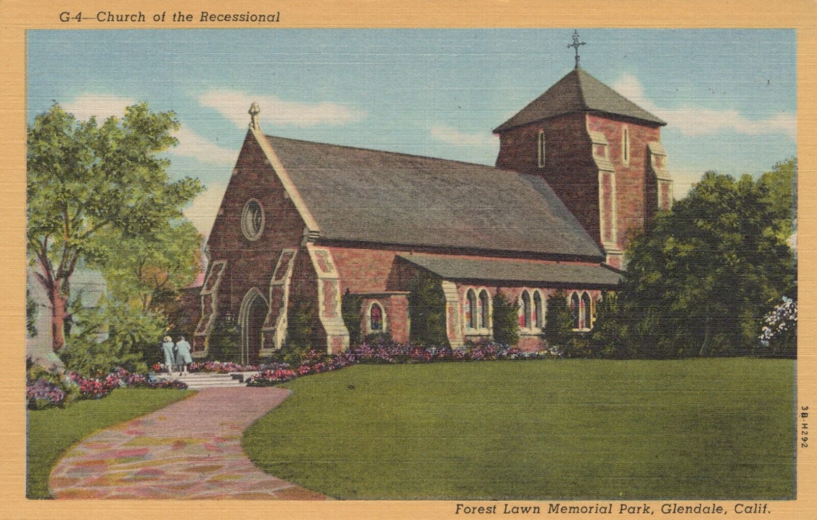 Church of The Recessional Glendale California Forest Lawn Vintage Linen Postcard