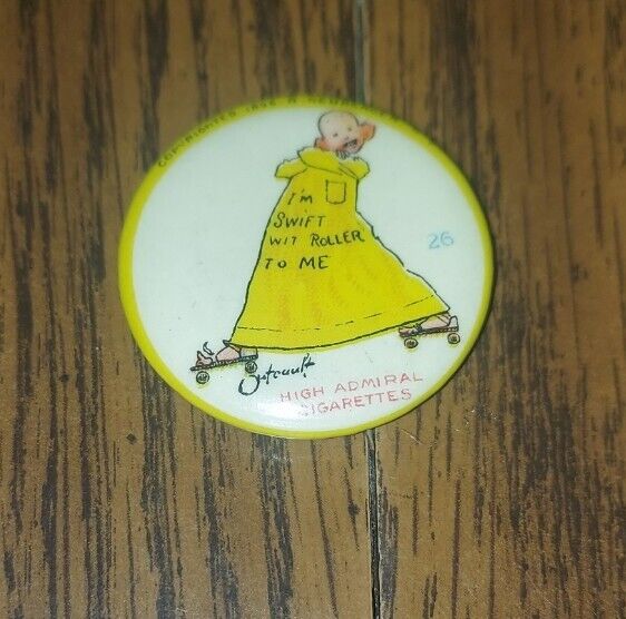 1896 High Admiral Cigarettes Yellow Kid Advertising Pin Paper Pinback Button