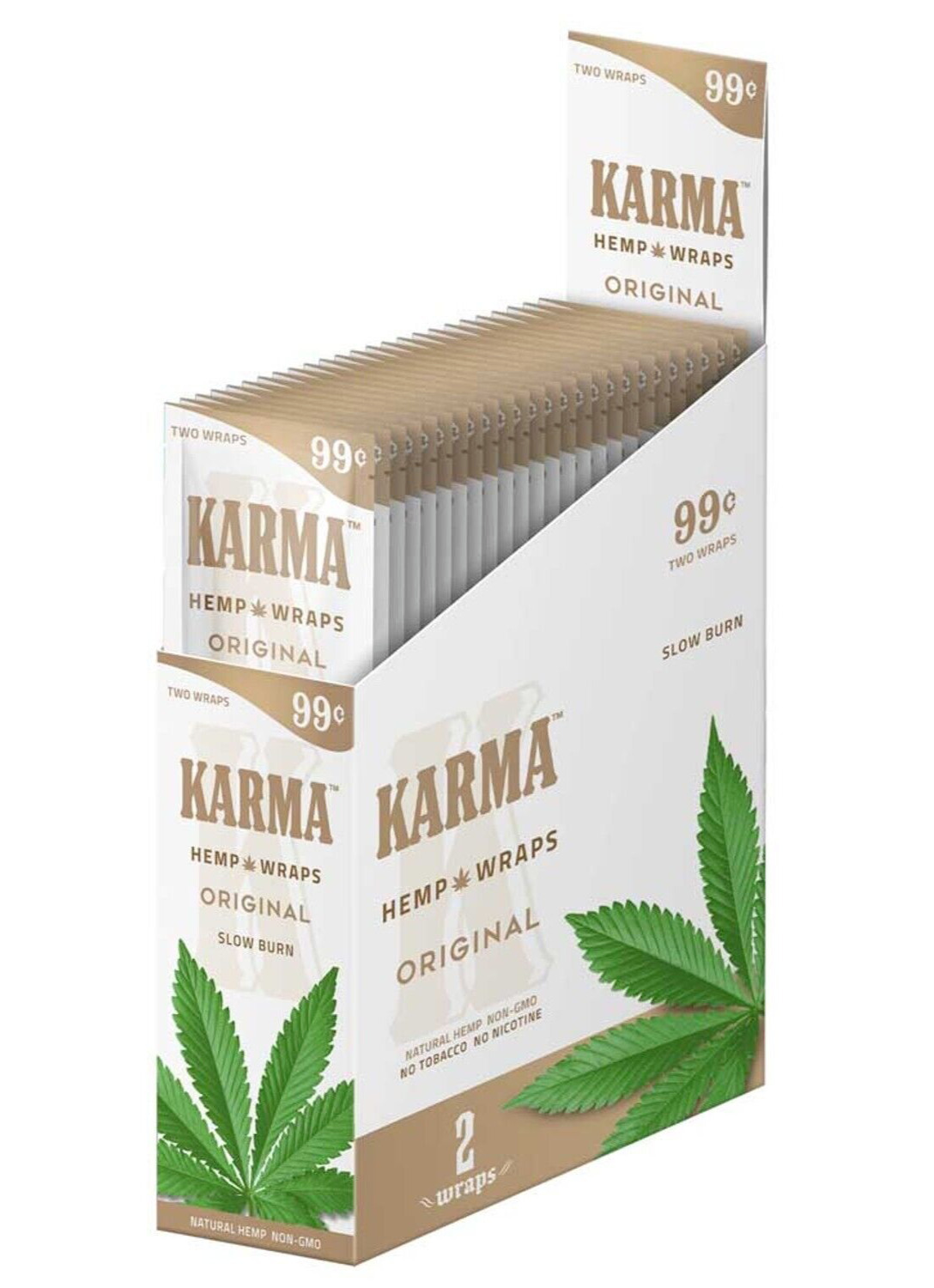KARMA ORIGINAL 50 Wraps Rolling Paper Organic  Full Box 25 pack of 2 Wraps