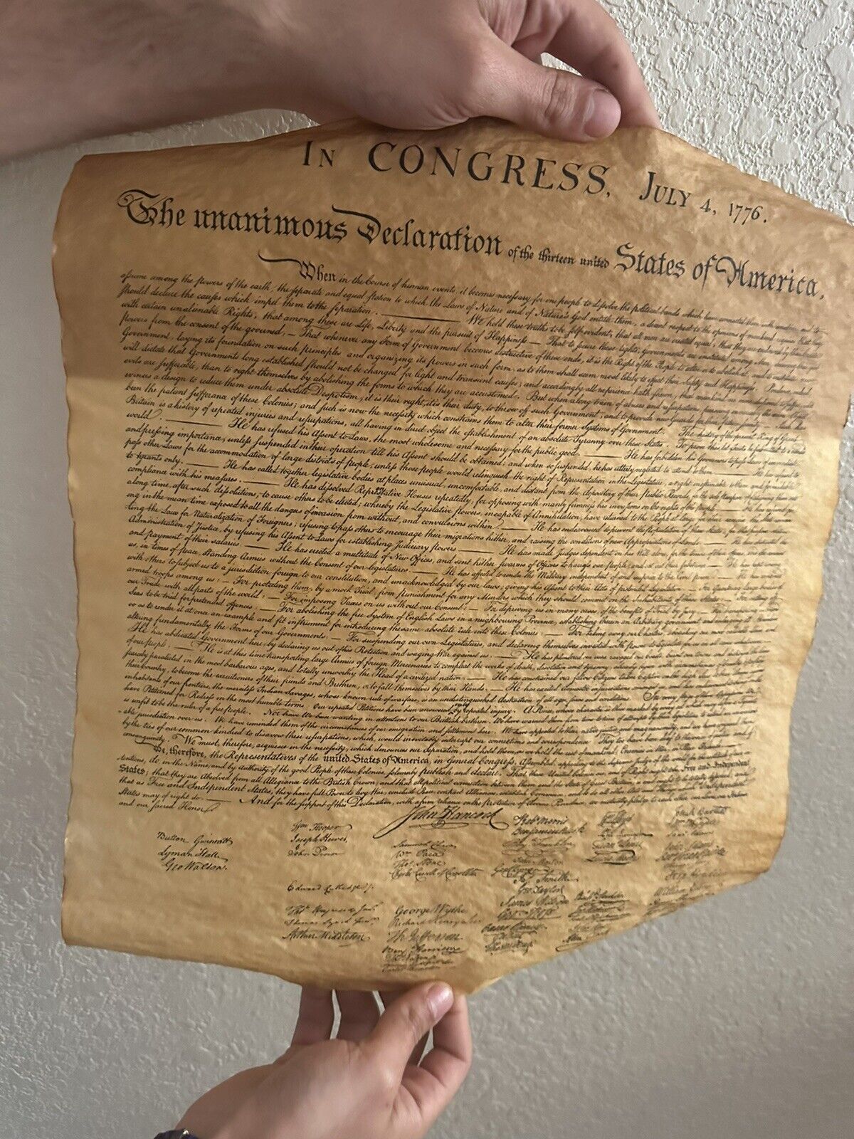 VTG Aged Copy of The Declaration of Independence Hancock Life- Original Package