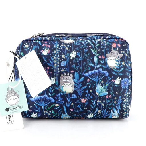New Japan My Neighbor Totoro Lesportsac NAVY LARGE Pouch Cosmetic Makeup Case