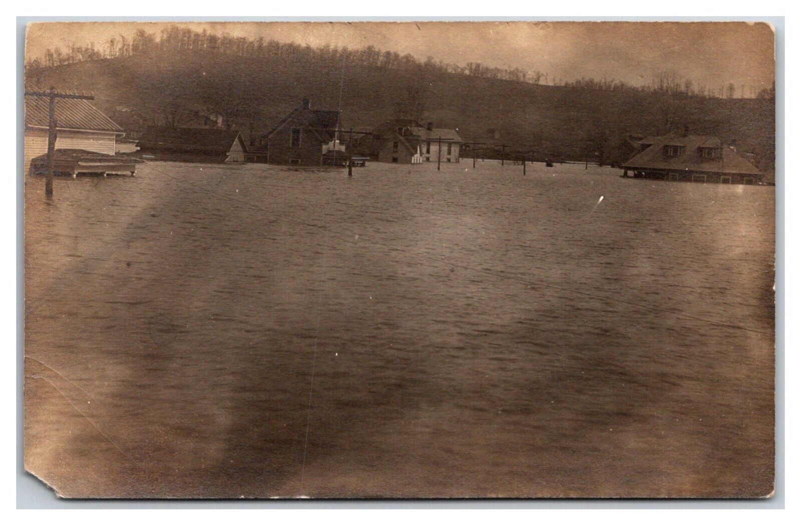 Flooded city RPPC Ghost town? Natural disaster Unknown location 1910c