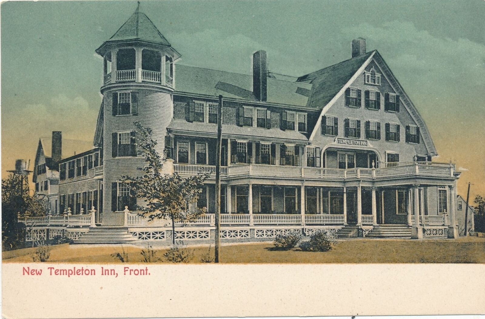 TEMPLETON MA - New Templeton Inn Front View Postcard - udb (pre 1908)