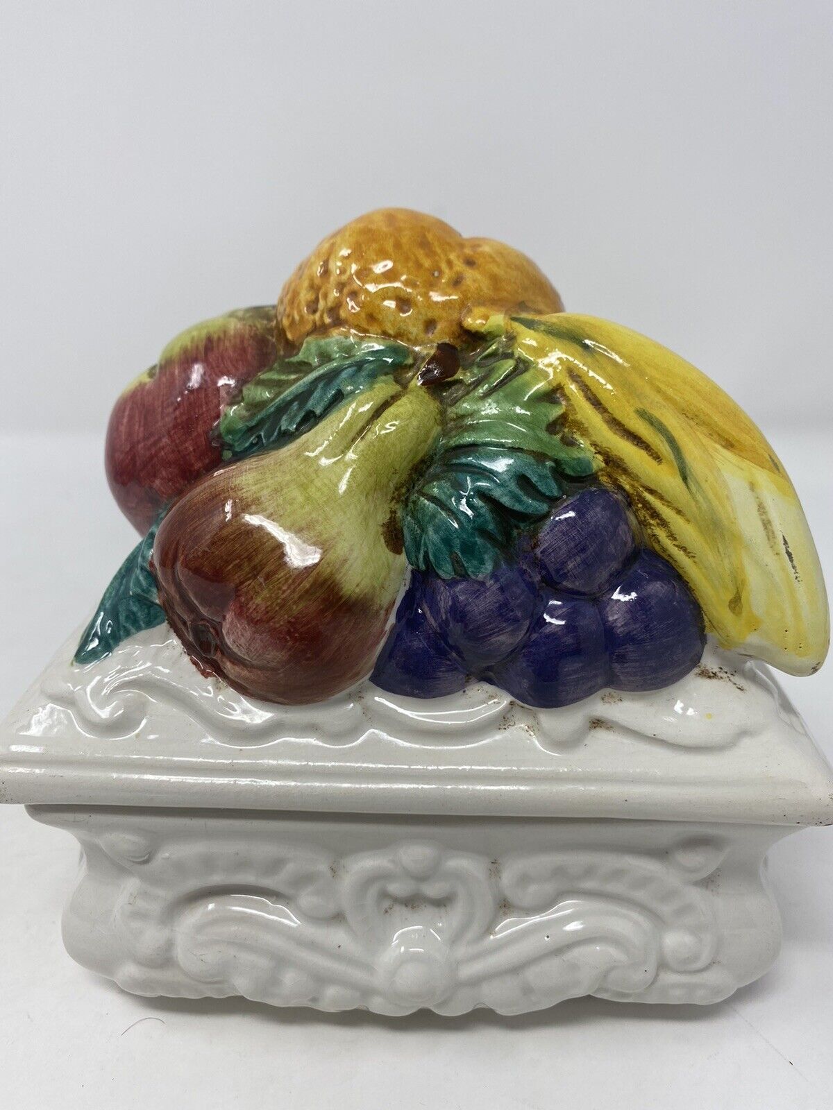 Antique Italian Lidded Box Fruit 5\