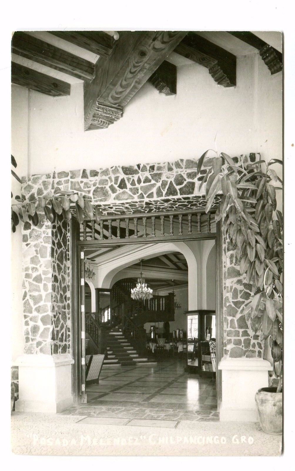 Vintage Postcard RPPC CHILPANCINGO Mexico POSADA MELENDEZ entrance