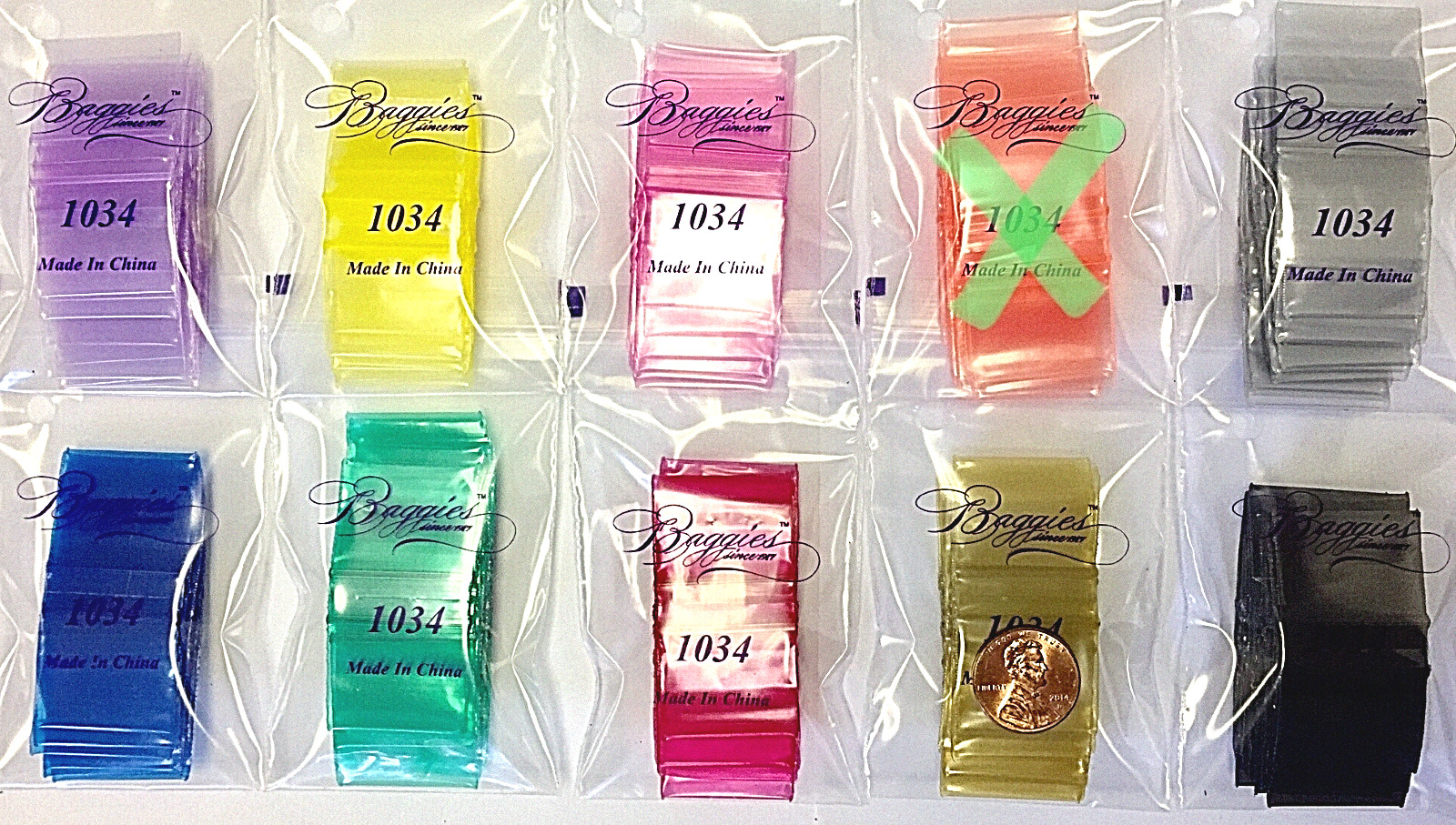 BaggiesSince1987 - 1034 Zip Color Bags 1000PCS = 9C/900 + 25D/100, READ DETAILS