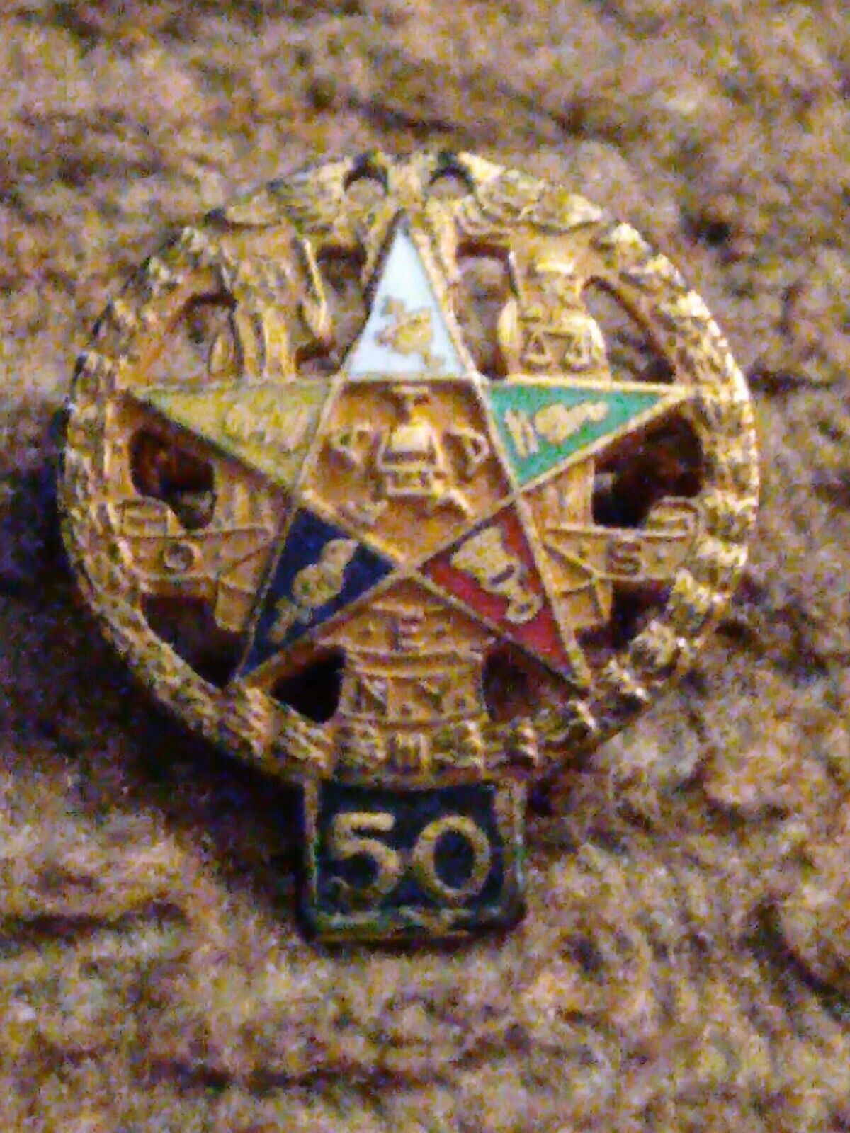 Antique 10k y.g.New York Order of the Eastern Star 50 Year Gold Masonic Pin