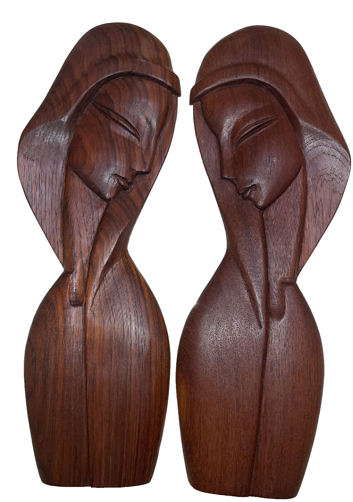 MCM 15” Teak Wood Carved Silhouettes Unmounted