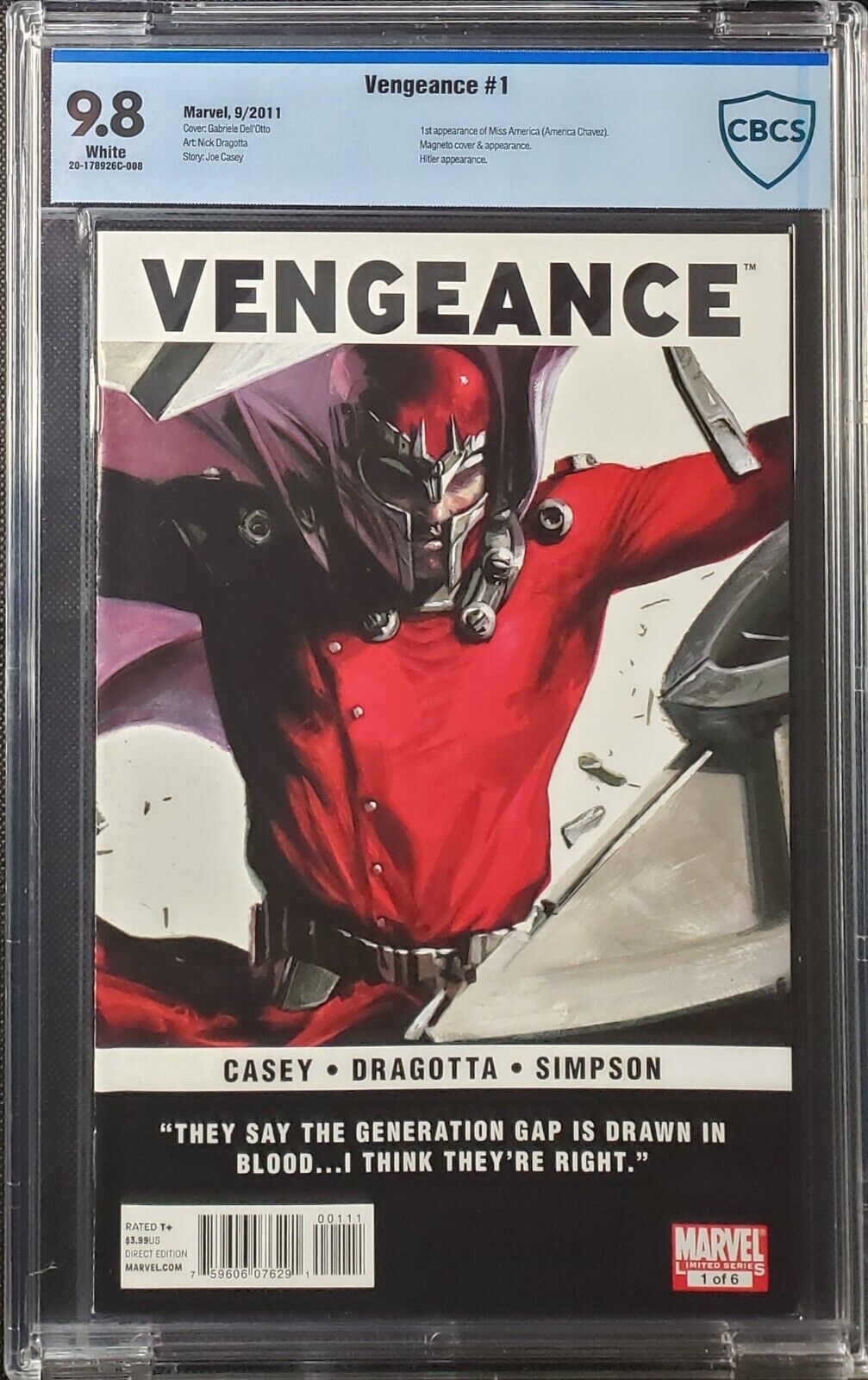 Vengeance #1 CBCS 9.8 NM/MT - 1st Appearance of America Chavez - Magneto MCU