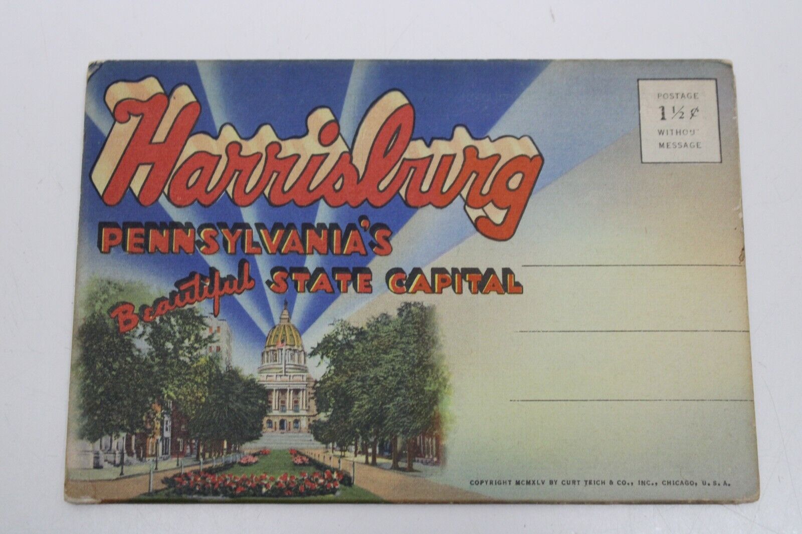 Vintage 1945 Harrisburg Pennsylvania PA Postcard Souvenir Folder A163