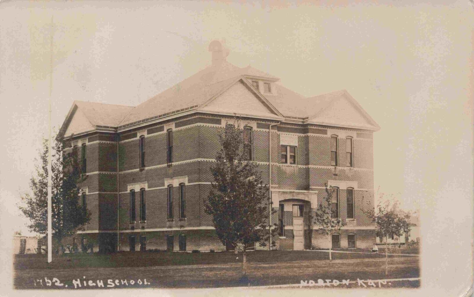 RPPC Norton Kansas High School c1908 Norton County Real Photo KS Postcard