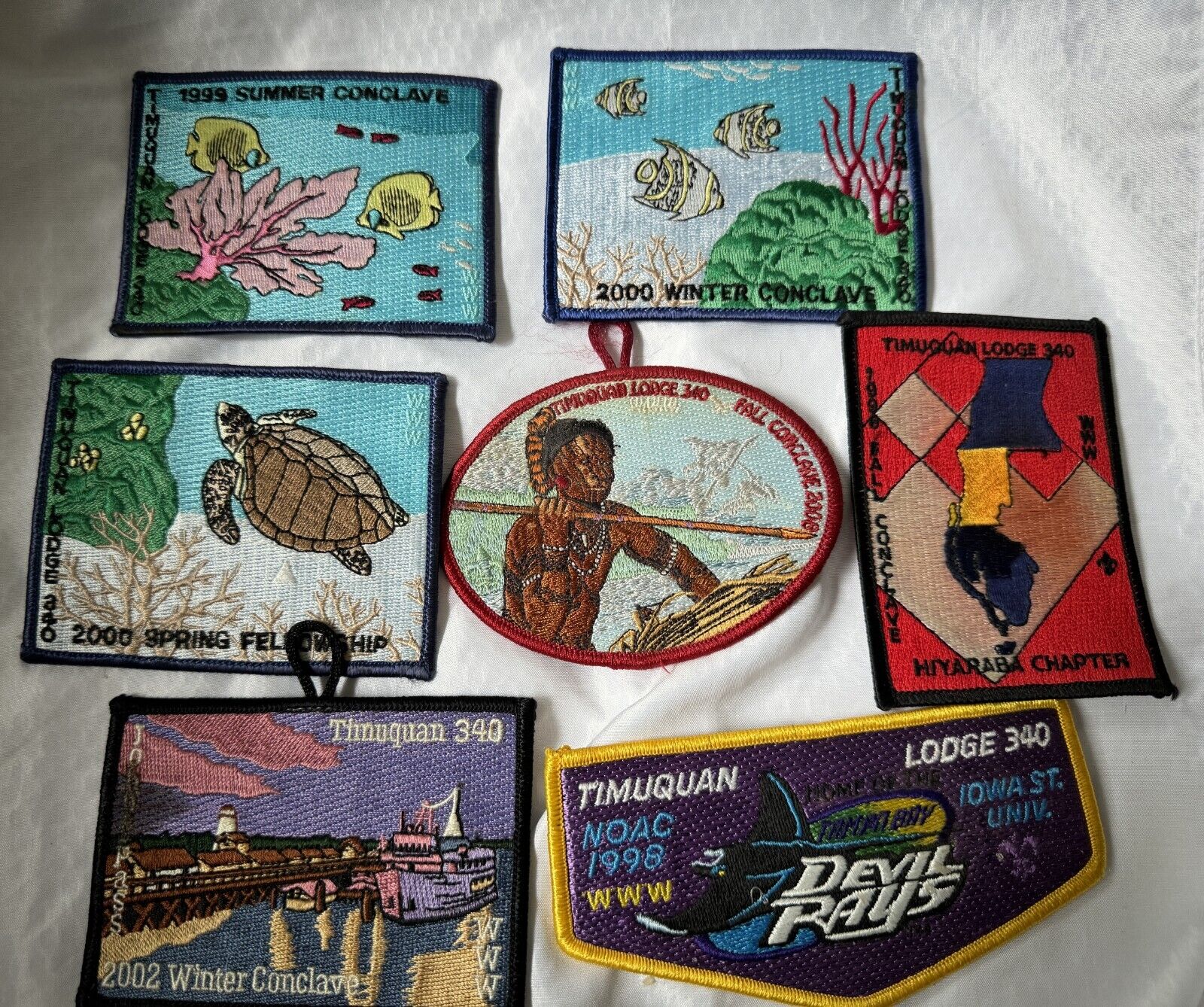 Lot of 7 Timuquan Lodge 340 Boy Scouts BSA Patches - A