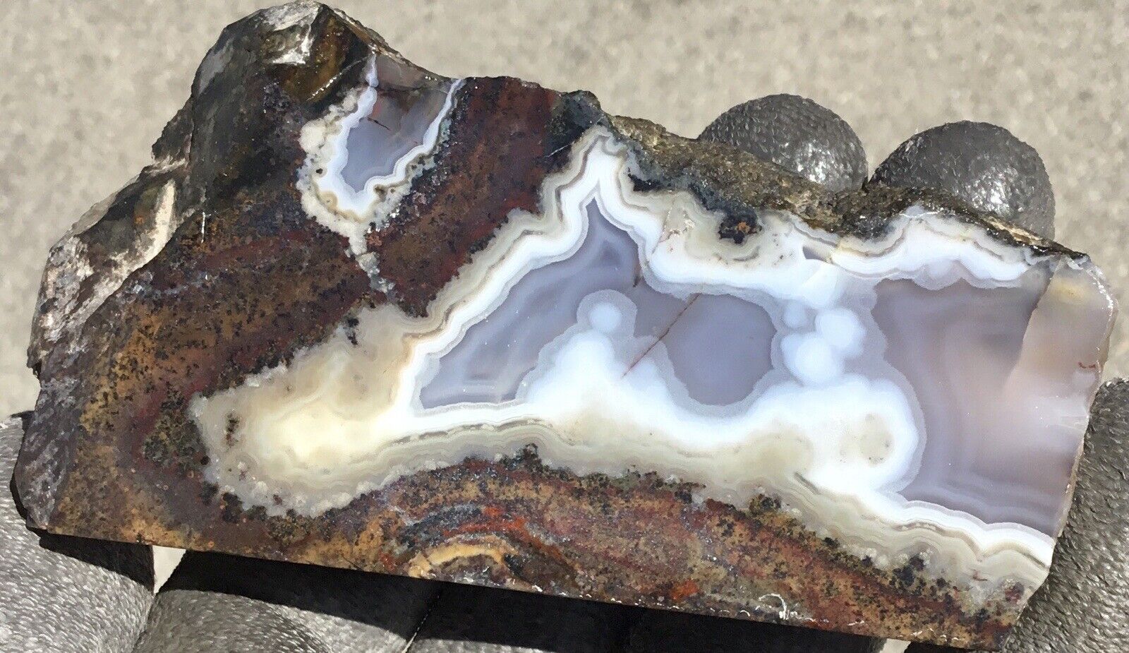 9.3 Oz Polished Moroccan Agate Ghost Seam Pseudomorph Display Piece