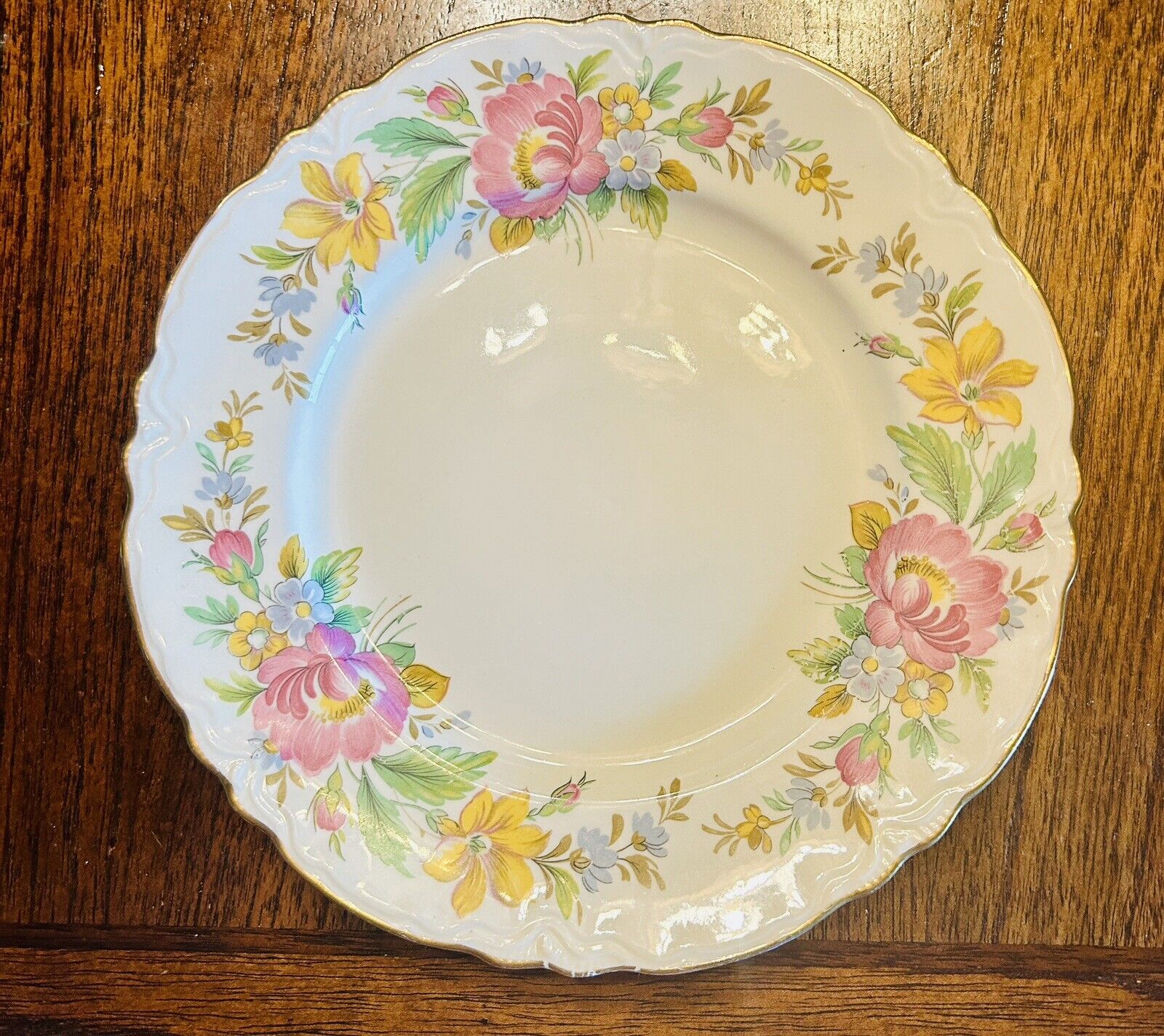Vintage Homer Laughlin Floral Scroll Plate With Gold Edge