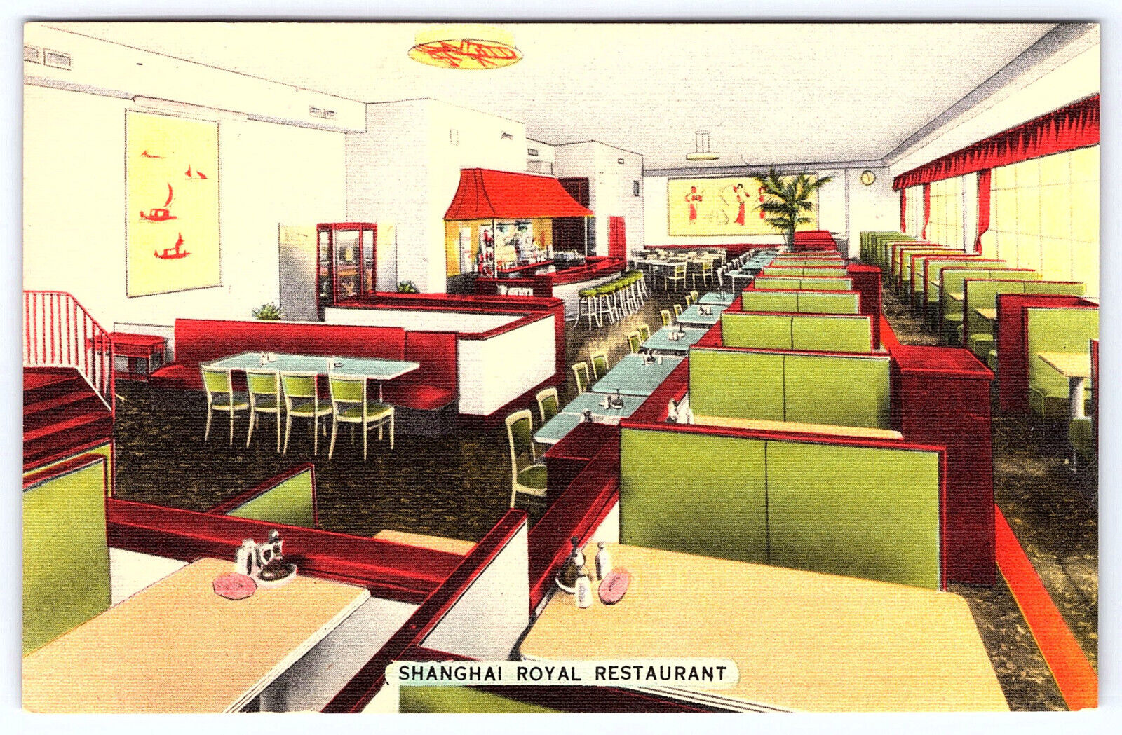 New York City Shanghai Royal Chinese Restaurant Interior Postcard A553