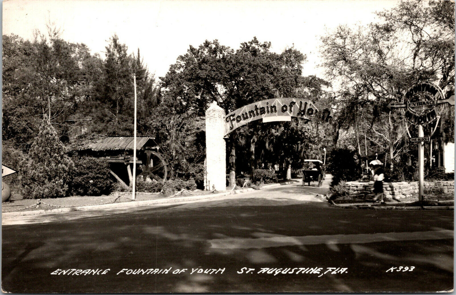 Vtg 1930s Entrance Fountain Of Youth St Augustine Florida FL RPPC Postcard