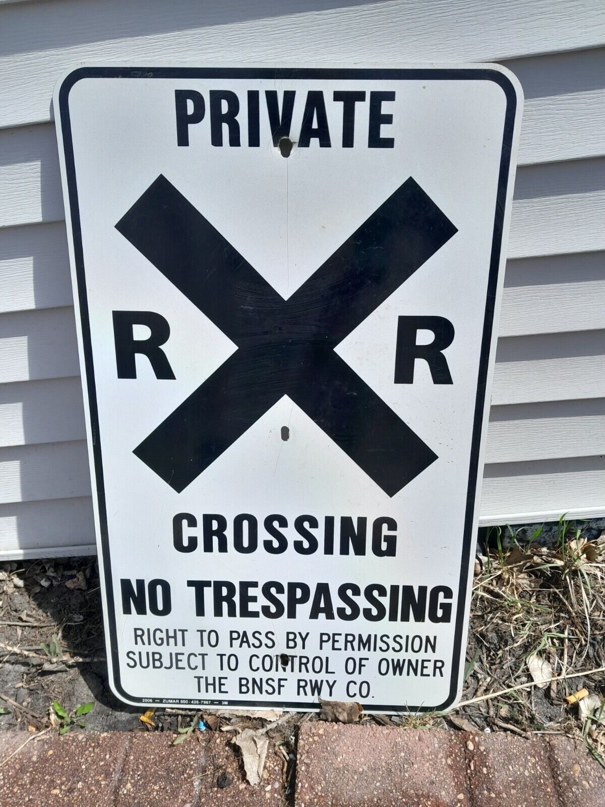 Vintage BNSF Private Railroad Crossing Sign Retired 30x18