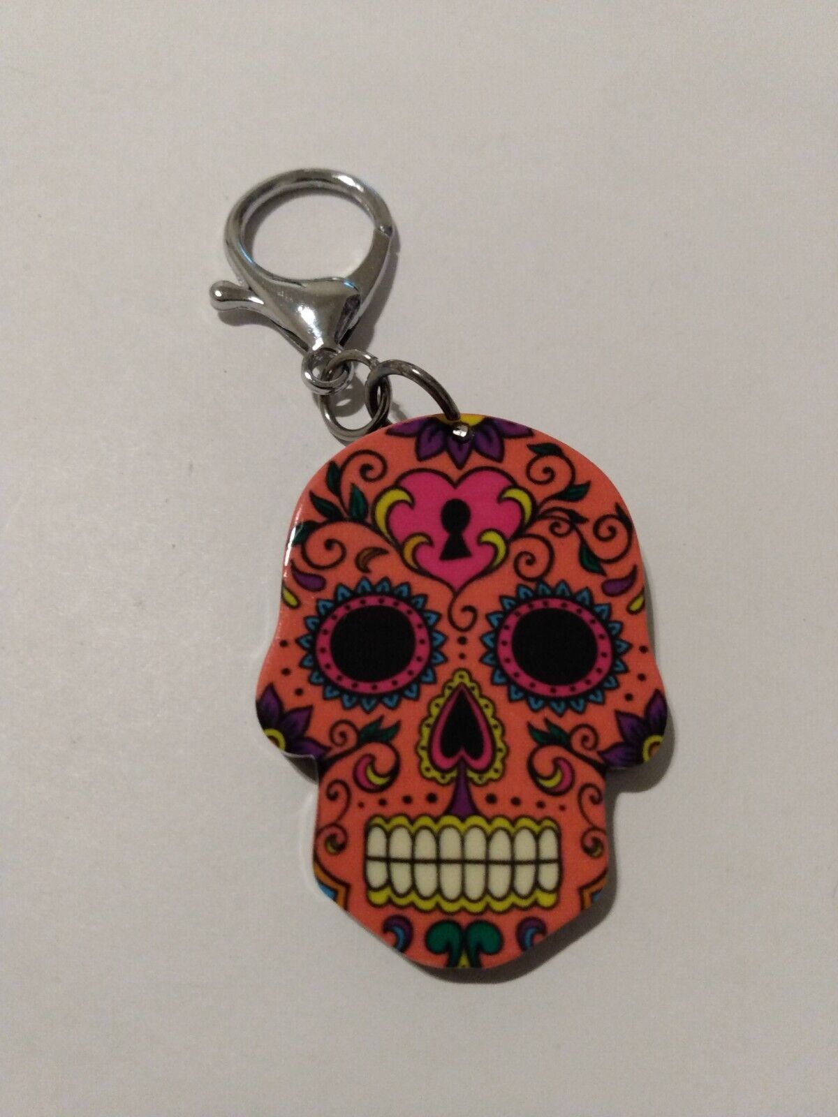 Sugar Skull Multicolor Novelty Keychain Clip-On Accessory