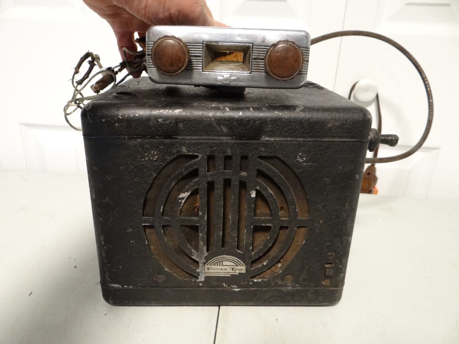 1930s Vtg Chevrolet Antique Deco Tube Car Radio & Head Tuning Unit Parts Restore