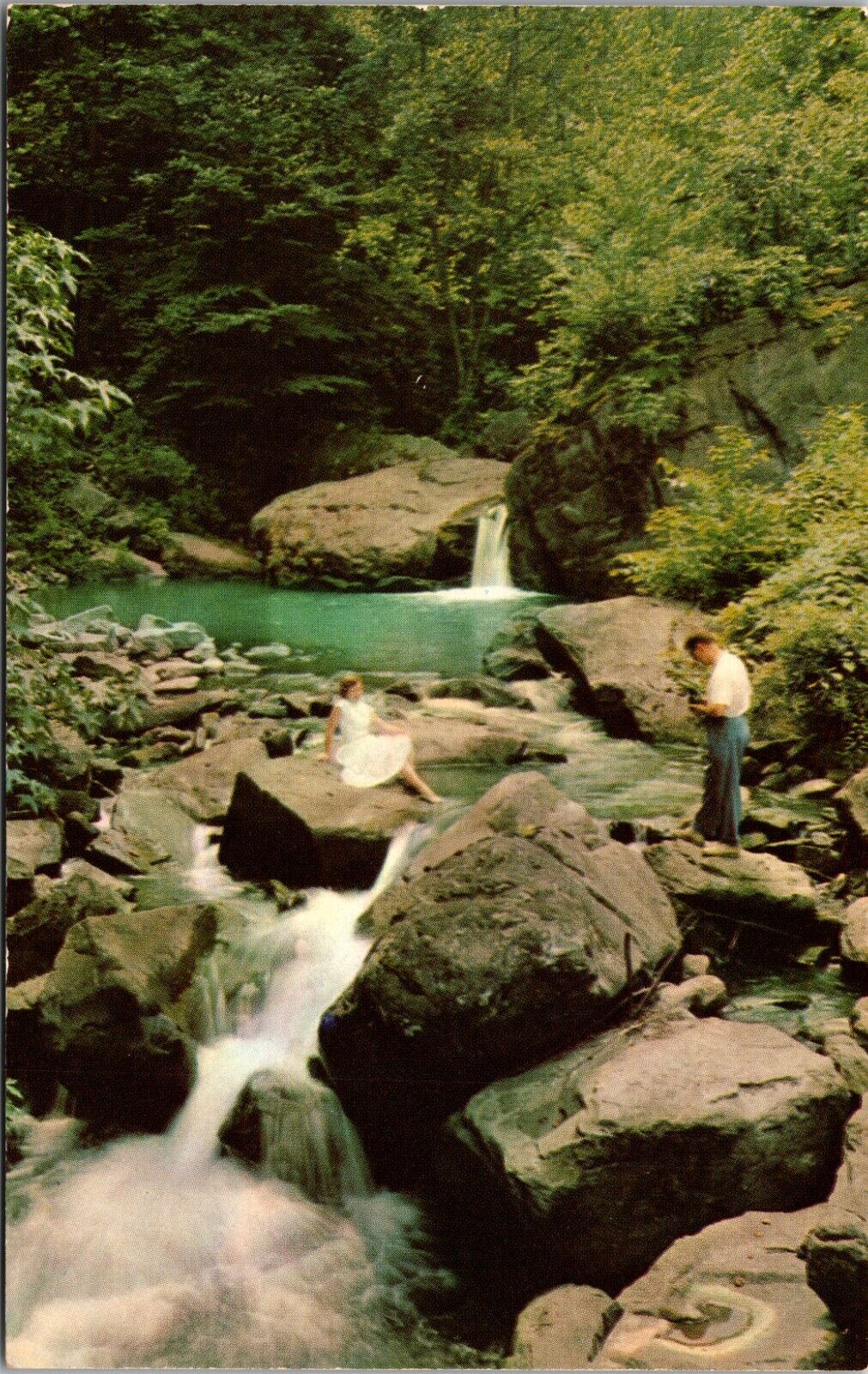 Couple taking photos at Beautiful mountain stream in WEST VIRGINIA POSTCARD D7